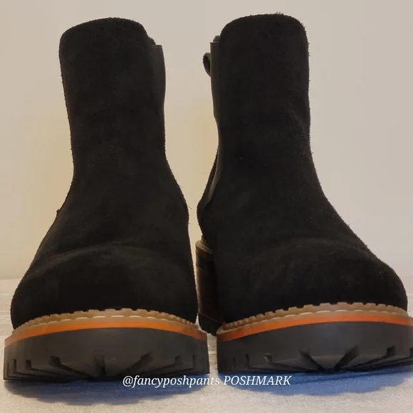 new!ANTHROPOLOGIE suede leather stacked heel traction sole chelsea made in Spain - Picture 11 of 17